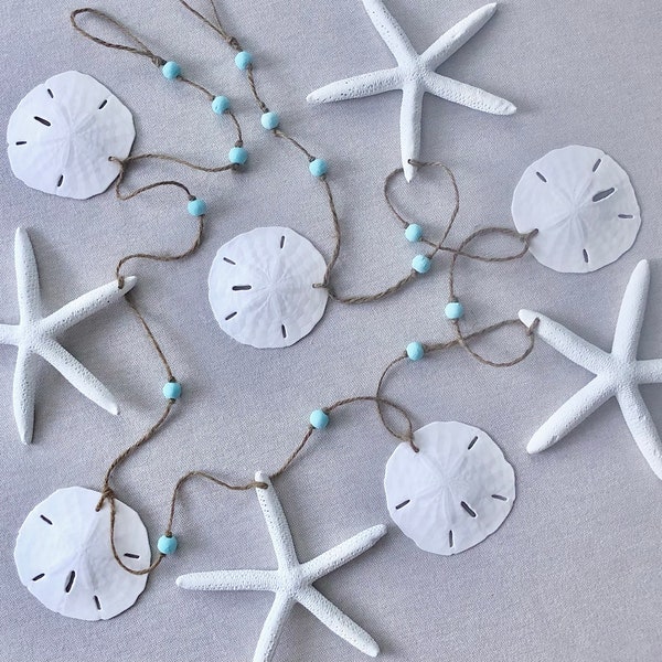 Starfish Garland, Beach Garland, Shell Garland, Coastal Garland, Sand Dollar Garland, Beach Decor, Star Garland, Coastal Decor, Party Decor