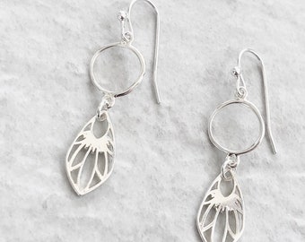 Dangle Silver Earrings, Circular Dangle Drop Earrings, Fashion Earrings, Butterfly Dangle Earrings, Simple Silver Dangle Earrings