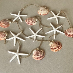 Starfish and Shell Garland: Coastal Beach Decor