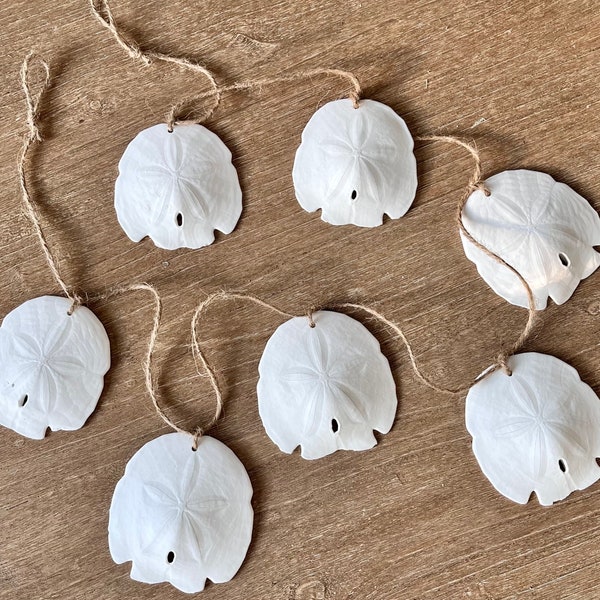 Beach Garland, Large Sand Dollar Garland, Seashell Garland, Beach Wedding Decor, Christmas Sand Dollar Garland, Beach Home Decor, Garland