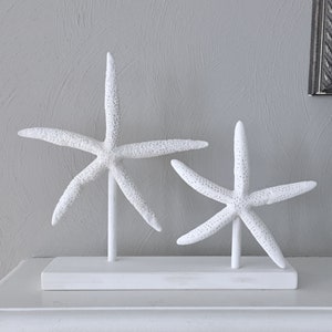 Starfish Decor: White Wooden Base, Beach Wedding Centerpiece