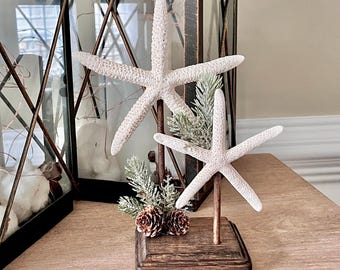 Starfish Table Accent, Beach Home Decor, Starfish Stand, Coastal Living Room Decor, Beach Room Accents, Coastal Mantel Decor