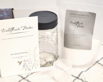 Wildflower Nectar Starter Kit | Pure Cane Sugar Hummingbird Food Mix (8 oz)