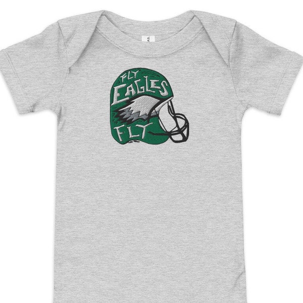 Fly Eagles Fly Baby short sleeve one piece, Eagles Baby Onesie, Eagles Helmet Baby Bodysuit One Piece, Philadelphia Eagles Newborn Gift