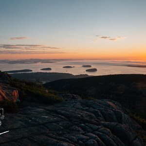 Acadia National Park Photography, Cadillac Mountain Sunrise Photo Print, Mount Desert Art, Mountain Sunrise Nature Print, Acadia Art Print image 1