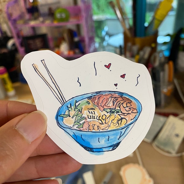 Crazy PHO You Vinyl Sticker, Cute Pho Noodles Sticker, Blue Bowl Pho Asian Foods Sticker, Noodle Pho Gift, Pho Sticker, Kawaii Sticker,