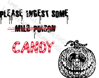 Halloween Trick Or Treat Sign Digital File Print at Home Please Ingest Mild Poison PNG PDF JPG