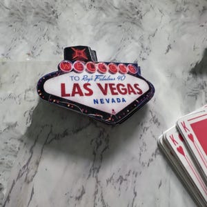 Letrero personalizado de bienvenida a Las Vegas para despedida de soltera: decoración de fiesta de papel y cartulina con confeti
