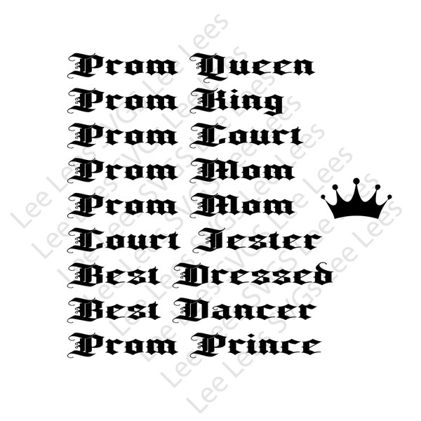 Prom Court Sash DIY Digital Download SVG files