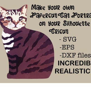 Portrait de chat découpé au laser SVG | Mémorial pour animaux de compagnie | Papier cartonné chat découpé au laser | Téléchargement numérique Cricut Silhouette