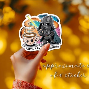 Star Wars Waterproof Vinyl Sticker | Coffee Enthusiast | Laptop Decal | Darth Vader | Coffee Lover | Latte | Funny Sticker
