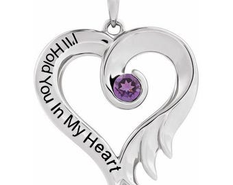 FEBRUARY - AMETHYST I'll Hold You In My Heart Pendant/Charm