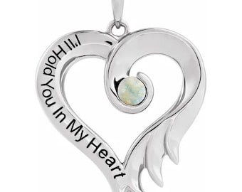 OCTOBER - Opal I'll Hold You In My Heart Pendant