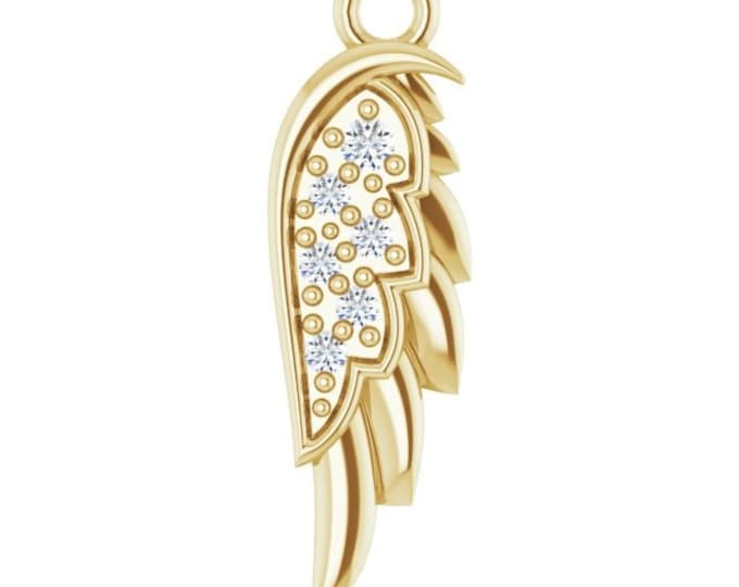 14K .02 CTW Diamond Angel Wing Dangle