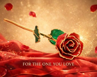 REAL Rose - Lacquered with Gold Trim (Birthstone Colors)