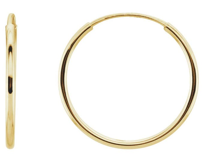 14K Endless Tube 15 mm Hoop Earring