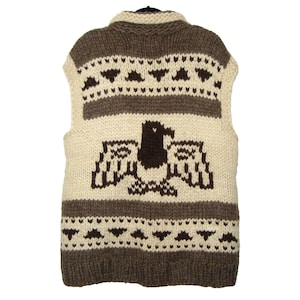 トップス  Kanata Handknitted Cowichan Eagle Cowichan Indian Canada Hand Knit Wool Cardigan Eagle Sweater