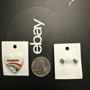 Vintage Rainbow Heart Name Pin SHANNON Pinback for Jackets, Hats, Backpacks Gen X 1980s NOS Jewelry *More Names Available*