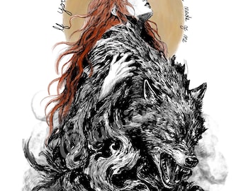 Ilustración de la canción "Howl" de Florence Welch, tamaño 11x14.