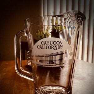 Custom Engraved Glass Beer Pitcher 60oz - Personalized Etched Barware | Craft Beer Home Brewers Gift | Home Bar Decor | College Ring Dunk