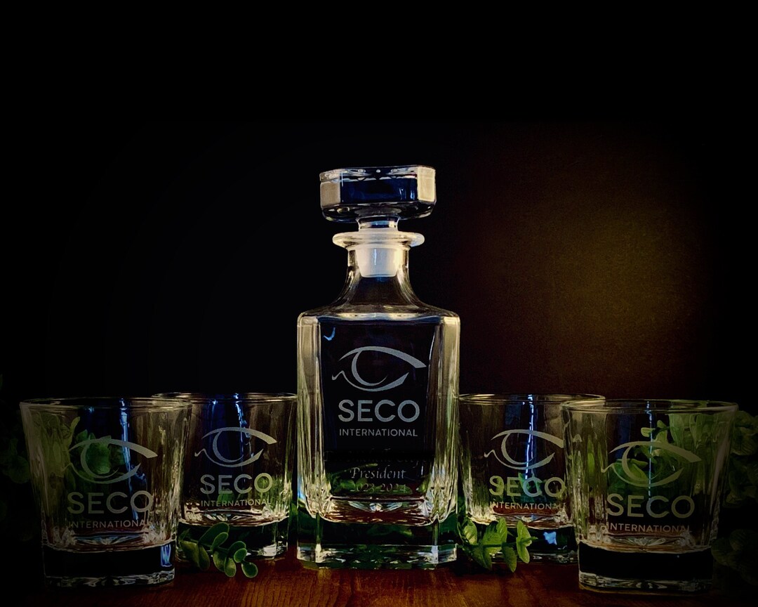 Personalized Whiskey Decanter 3pc Engraved Bar Set | Custom Etched ...