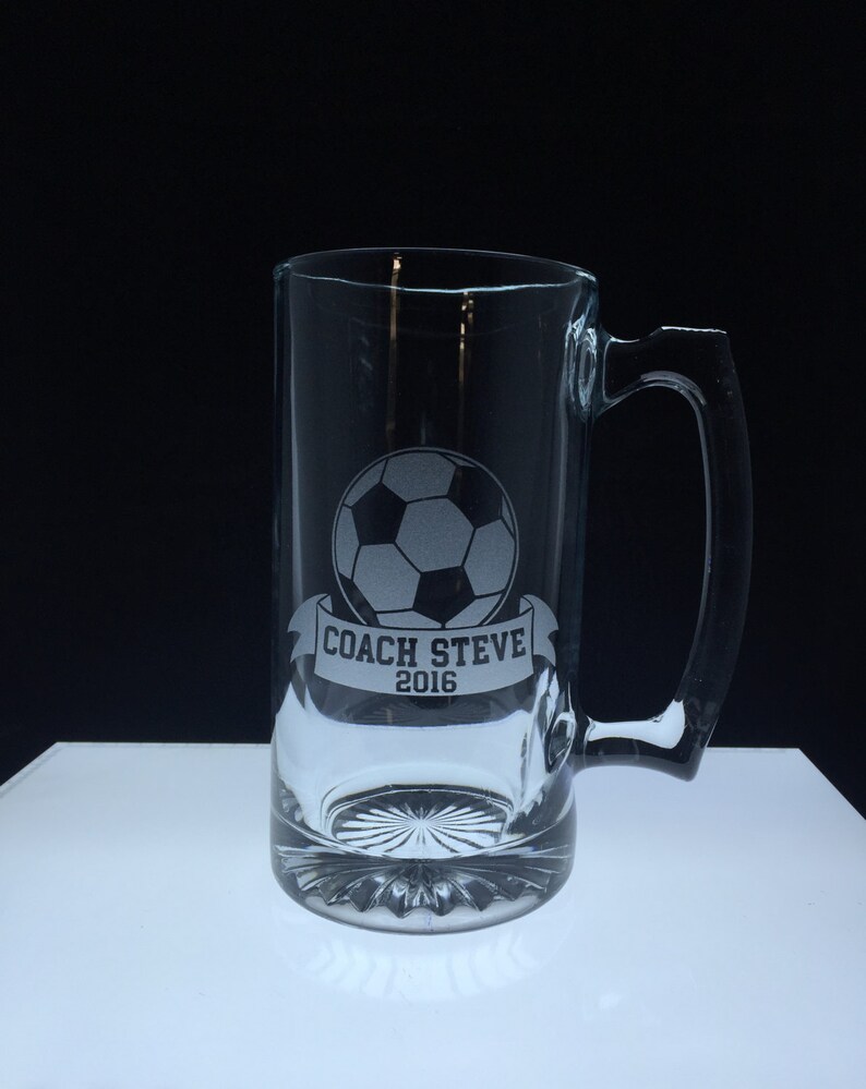 Custom Etched Coach Mugs Team Mugs Etched Glass Mug Etsy
