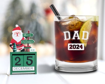 Custom Engraved Whiskey DOF Rocks Glass for Dad or Grandpa | Etched Bourbon Glass Gift | Athletic College University Papa Design with Year