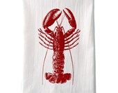 Lobster Tea Towel - Screen Printed Flour Sack
