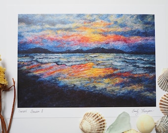 Sunset Beaches II - Print of Needle Felted Original