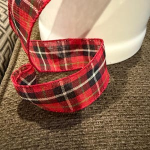 Black, Red, and White Tartan Plaid Wired Ribbon for Wrapping, Craft Ribbon, Wreath Supplies, and Floral Arrangements