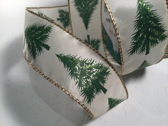 Christmas Tree Ribbon, Wired Ribbon for Christmas, 5 Yd Christmas