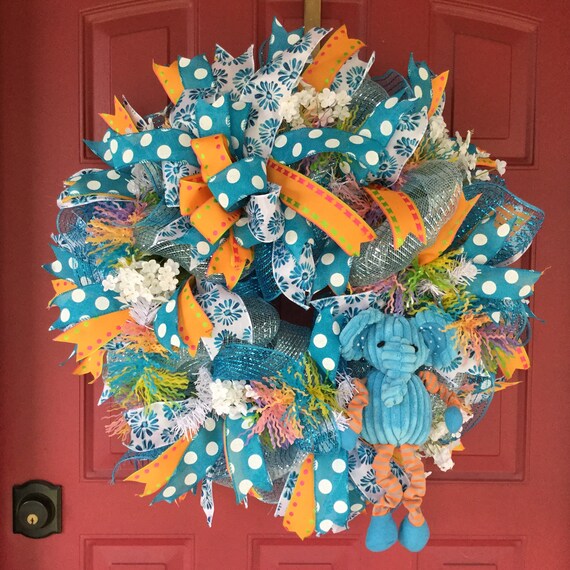 Welcome Baby Boy Hospital Door Wreath Baby Baby Door Wreath Etsy