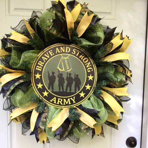 Army Wreath, Military shops Wreath, Army Veteran Gift Ideas, Patriotic Wreath, United States Army Decor, Veterans Day Wreath