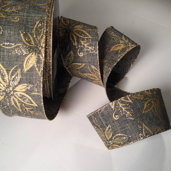 Elegant Christmas Ribbon Ribbon for Christmas 5 yd Gray  Etsy