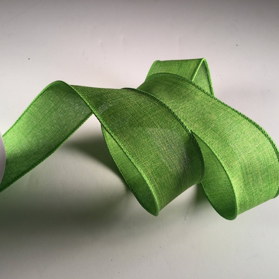 Green Wired Ribbon, Five Yards 1 1/2 Light Green Ribbon, Premium