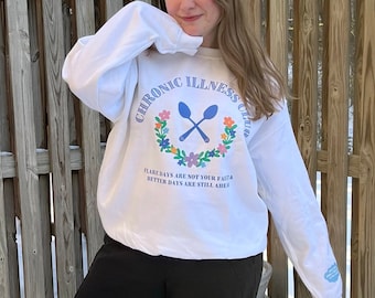 Chronic Illness Club Sweatshirt Crewneck, Flare Day Sweatshirt for Dysautonomia Awareness Migraine POTS Chronic Fatigue Gift, Spoonie Owned