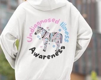 Undiagnosed Illness Awareness Hoodie, Zebra Invisible Chronic Illness Sweatshirt Hooded,Dysautonomia Crohns Sjogrens Fibro CFS EDS Long Gift