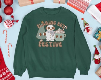 Chronic Illness Holiday Crewneck Sweatshirt, Flaring But Festive Flare Day Sweatshirt, Retro Christmas Dysautonomia Gift Chronic Fatigue EDS