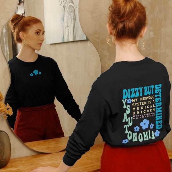 Dysautonomia Awareness Crewneck Sweatshirt, Colorful Dizzy But Determined POTS Sweatshirt, Cute Spoonie Postural Orthostatic Gift Friend 4X