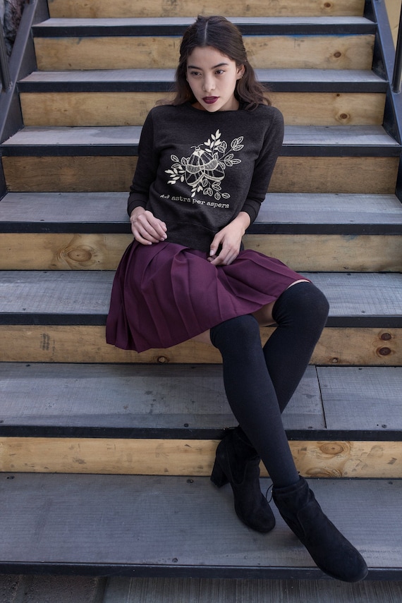 Academia Crewneck Sweatshirt - light Academia Clothing Women - Typewritten Latin Moth Floral Crewneck Sweater Goblincore Aesthetic Gift