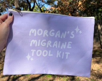 Customizable Migraine Bag Accessory Pouch, Migraine Tool Kit BAG ONLY Chronic Illness Zipper Travel Bag, Personalized Bag Travel Case