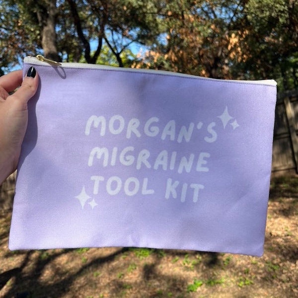 Customizable Migraine Bag Accessory Pouch, Migraine Tool Kit BAG ONLY Chronic Illness Zipper Travel Bag, Personalized Bag Travel Case