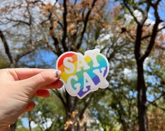 Say Gay Sticker, LGBTQ+ Pride Sticker for Teachers Parents Friends, LGBTQIA+ Ally Sticker Cute Gift for Friends, Laptop Water Bottle Sticker