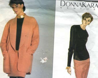 Vintage 1990s Vogue Sewing Pattern 2796- American Designer Donna Karan Dress & Jacket size 8-10-12 uncut FF