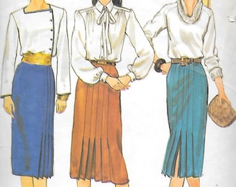 1980s Vogue Sewing Pattern 7568 – Misses' Pleated Skirt, Size 10, Uncut