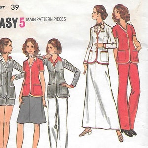 Vintage 1970s Butterick Sewing Pattern 6621- Misses&#39; Jacket, Pants, Shorts and Skirt size 16 1/2 Bust 39 uncut FF