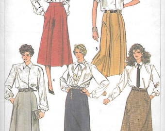 Vintage 1980s Simplicity sewing pattern 7096 - Misses' Skirts in five lengths size 14 uncut FF