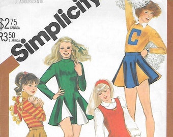 1980s Simplicity Sewing Pattern 5598- Young Junior / Teens' Cheerleader and Skating Costumes size 9/10 & 11/12 uncut FF
