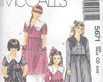McCall's  Sewing Pattern 5671 - Children's and Girls' Jumpsuit in Two Lengths and Dress size 2,3,4 uncut FF