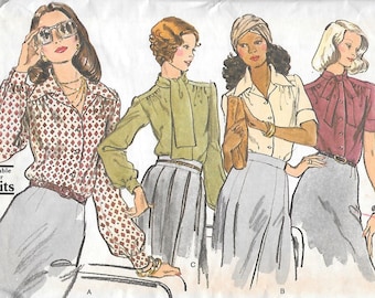 Vintage 1970s Vogue Sewing Pattern 8749- Misses' Blouse size 10 bust 32 1/2" uncut FF